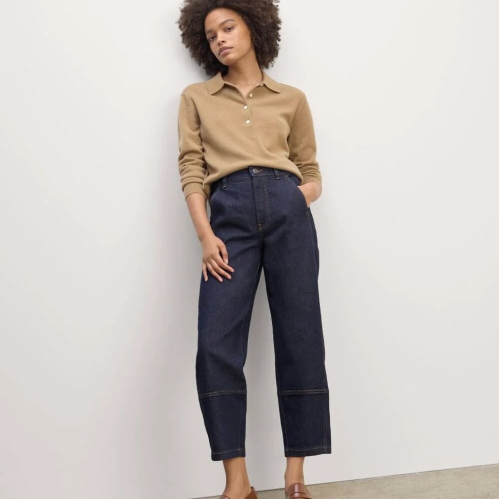 NWT Everlane True Blue Barrel Pants with Contrast Stitching Size 28